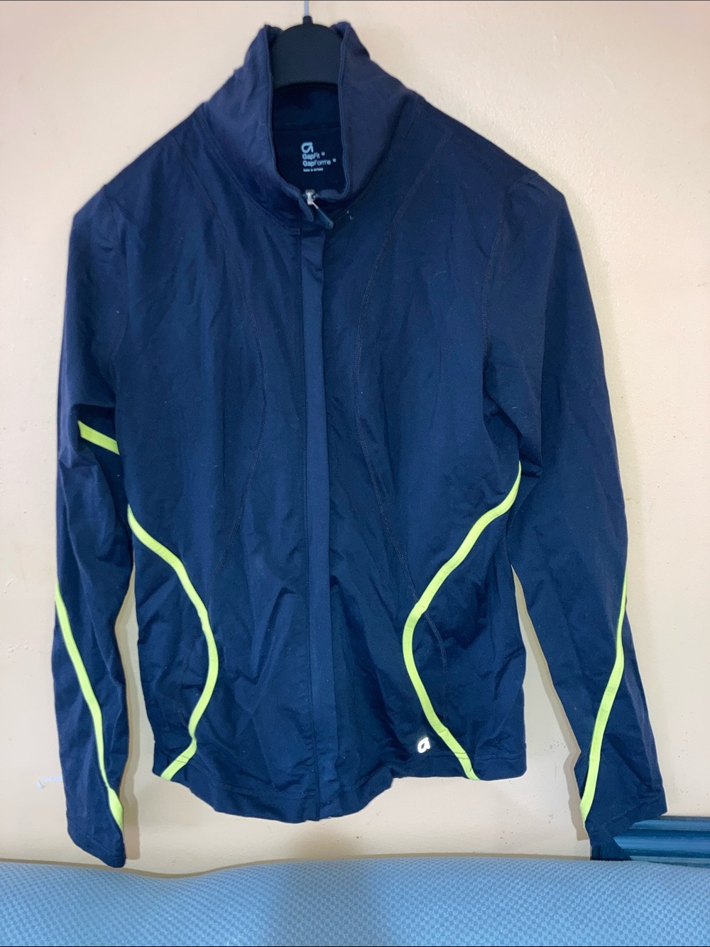 GAP Navy Athletic Jacket with Yellow Contrast Stitching